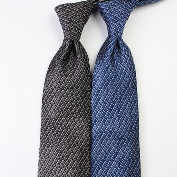 美国大牌真丝提花男士正装商务桑蚕丝8.5CM领带刺绣深蓝深灰格子