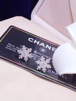 韩国饰品圣诞节绝美微镶雪花造型耳环 耳钉
