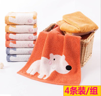 金号四条装纯棉长方形洗脸手巾儿童小孩子幼儿园宝宝毛巾吸水柔软