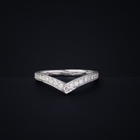 麦维斯 18k白金钻石戒指 V形黄金钻戒 超闪30分钻石女戒 经典款