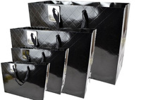 爆款新增四个尺寸大中小号黑色钻石纹纸袋礼品袋服装袋包装袋子