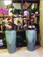 景德镇陶瓷器手工艺绿色落地大花瓶居家客厅电视柜旁摆件餐厅装饰