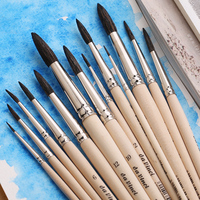 德国达芬奇davinci混合动物毛圆头系列水彩画笔 32原木杆水彩刷
