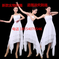 当代舞演出服成人白色连衣裙现代舞蹈服芭蕾舞表演裙飘逸舞台装