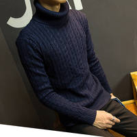 毛衣新款青少年韩版冬季毛线衣高领纯色套头修身学生针织衫男装潮