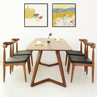 北欧创意餐厅家具 实木黑胡桃色桌椅组合 日式简约古董促销