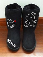 2014新款包邮Q-1兔斯基流氓兔手绘雪地靴男女情侣靴涂鸦靴学生靴