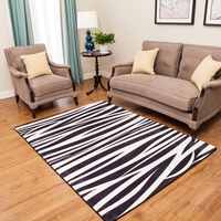 黑白条纹地毯简约黑白方格地垫客厅卧室地毯茶几黑色几何图案包邮