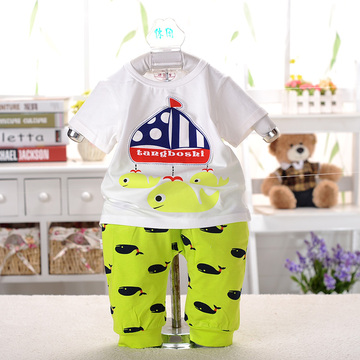 包邮 婴幼儿衣服 0~1岁宝宝套装 小童休闲韩版短袖T恤夏季童装
