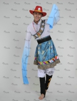 男式水袖藏族蒙古族少数民族服饰演出服成人舞蹈服装舞台表演服