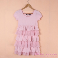 新款夏装拉夏贝儿 剪标折扣 粉色可爱百褶蛋糕女装连衣裙L30011