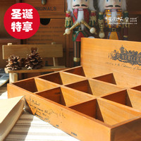 特价 zakka杂货实木复古 九格桌面收纳盒 9格展示架柜子悬挂 壁柜