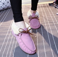 粉红色棉鞋女瓢鞋毛毛单鞋女鞋子女士秋单鞋平跟棉鞋豆豆鞋加绒