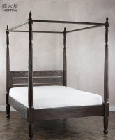 东南亚泰式风格老榆木双人床架子床 纯实木双人床1.8米*2米