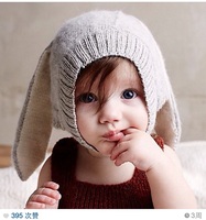 清仓！婴幼儿童小宝宝秋冬可爱兔子耳朵针织毛线仿羊绒帽子