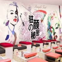 美甲美容店3d墙纸化妆店背景墙梦露墙纸壁画来图定制个性大型壁画