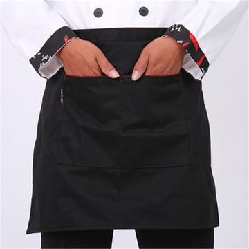 咖啡厅 厨房 居家 厨师 服务员 黑色短款 围裙  纯棉 围裙