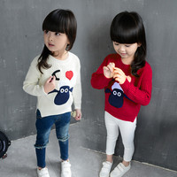 童装2016韩版秋装新款男女童卡通休闲小羊长袖毛衣针织衫上衣