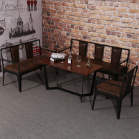 美式loft铁艺沙发卡座 咖啡厅餐厅桌椅组合复古酒吧餐椅子工业风