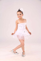 女童演出服小天鹅舞蹈裙儿童芭蕾舞裙白色纱裙芭蕾吊带公主蓬蓬裙