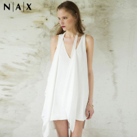 nax吊带连衣裙 2015夏季新款白色V领连衣裙两件套宽松无袖中裙