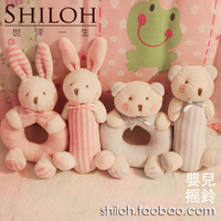 shiloh婴儿玩具0-3个月男女宝宝摇铃套装安抚益智毛绒布艺玩偶