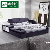 维诺美简约布床榻榻米床储物1.8米双人床现代床方形布艺软床V605