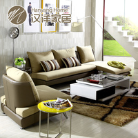 汉洋 中小户型L型组合现代皮布沙发 时尚转角皮布沙发客厅三人