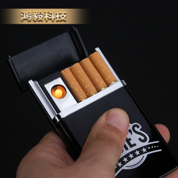 创意烟盒带usb打火机充电高档时尚礼品防压烟盒男士广告礼品订制