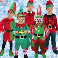 儿童圣诞节服装男童演出服饰 绿色小精灵圣诞老人的小帮手表演服
