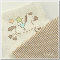 菊家 布料 面料 斜纹棉布 宝宝床单被套包被布料 单线条动物