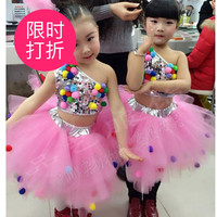 儿童演出服女童爵士亮片舞蹈蓬蓬纱裙幼儿芭蕾表演服装现代舞走秀