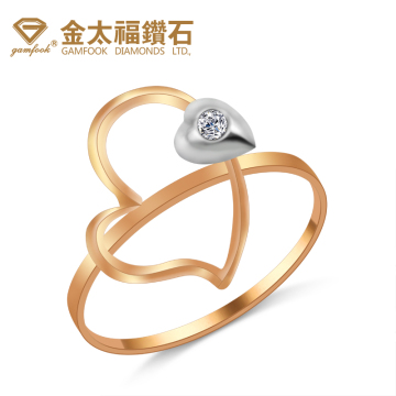 金太福 钻石  18K彩金心形钻石戒指 玫瑰金戒指 女戒 心型结婚