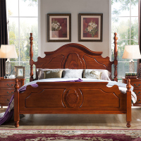 实木欧式家具床1.8米 橡胶木双人床美式乡村1.5米 雕花实木床2米