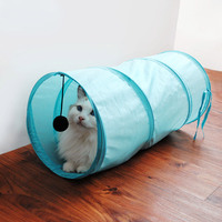 田田猫玩具可折帐篷猫通猫道纯色涤纶隧道猫隧道滚地龙吊球猫用品