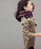 【折扣店】韩国正品童装促销amber女童经典腰带双排扣风衣外套