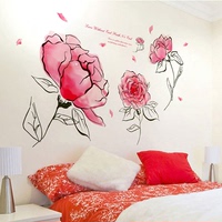 田园植物花卉墙贴玫瑰花客厅电视背景墙贴画卧室床头温馨浪漫贴纸