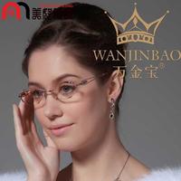 韩国万金宝无框切边镶钻近视眼镜专柜定制正品钛铸系列女WJB-055