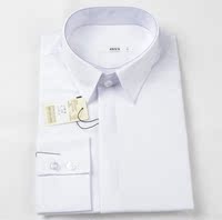 男款上班工作休闲长袖衬衫新款韩版修身纯色时尚免烫男士长袖白色
