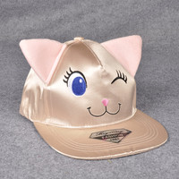 帽子韩版新款春夏遮阳棒球帽可爱猫咪帽猪耳朵动物平沿街舞嘻哈帽