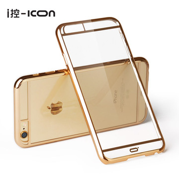 ICON苹果6S手机壳4.7寸 iphone6plus保护套透明超薄电镀金硬壳潮