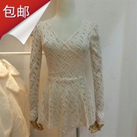 现货代购新款春秋品质韩国进口女服装蕾丝弹力裙摆裙款小衫