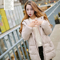 2015冬季韩版新款女装羽绒中长款棉衣时尚修身显瘦连帽棉服外套潮