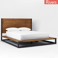 特价简约现代铁艺实木床乡村休闲双人床定制1.8米2米榻榻米矮床