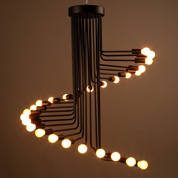 北欧螺旋楼梯工业风吊灯复古个性简约创意铁艺餐厅客厅别墅灯具