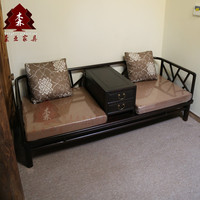 沙发新中式老榆木休闲榻 明式双人沙发 定制现代仿古实木储物沙发