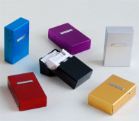 超薄20支装 创意金属磁石感应自动弹盖香菸盒 个性铝合金烟盒