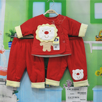 包邮灵智小太子冬装冬款婴儿衣服0-6个月男女宝宝大红棉衣三件套