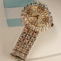 美人鱼同款SAVINA正品24K镀金高贵满钻女表超闪大表盘手表时装表