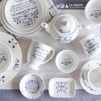 生就好惬意。法式手绘清新花纹陶瓷盘子碟子水杯茶杯茶壶餐具套装